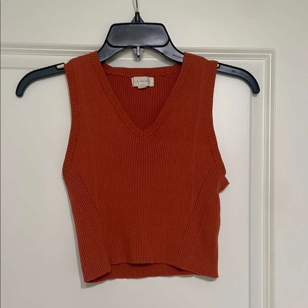 PacSun Rust Ribbed V-Neck Tank Top